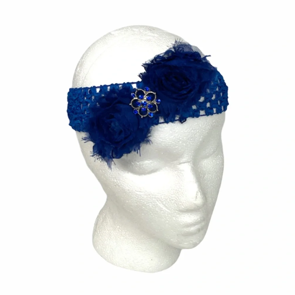 Flower Headwrap Blue Handmade